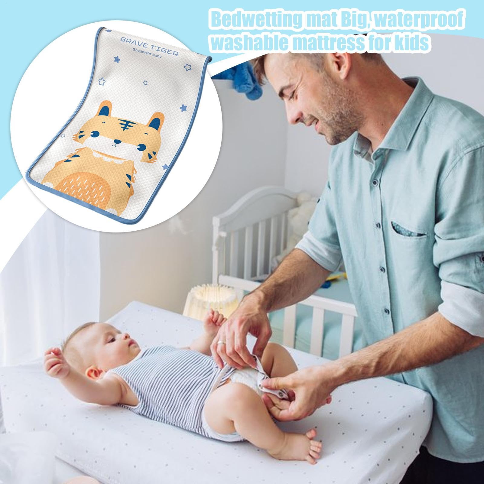Coprimaterasso impermeabile riutilizzabile per bambini, 100 x 60 cm, ad alta assorbenza, a prova di perdite, morbido, per culla, letti singoli e letti matrimoniali