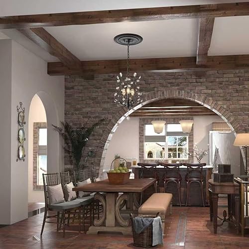 Miniatura 4 de EIFHYT Medallones de techo de poliuretano negro mate para lámparas y ventiladores de techo, 12-14 pulgadas de diámetro x 4 pulgadas de diámetro x 1