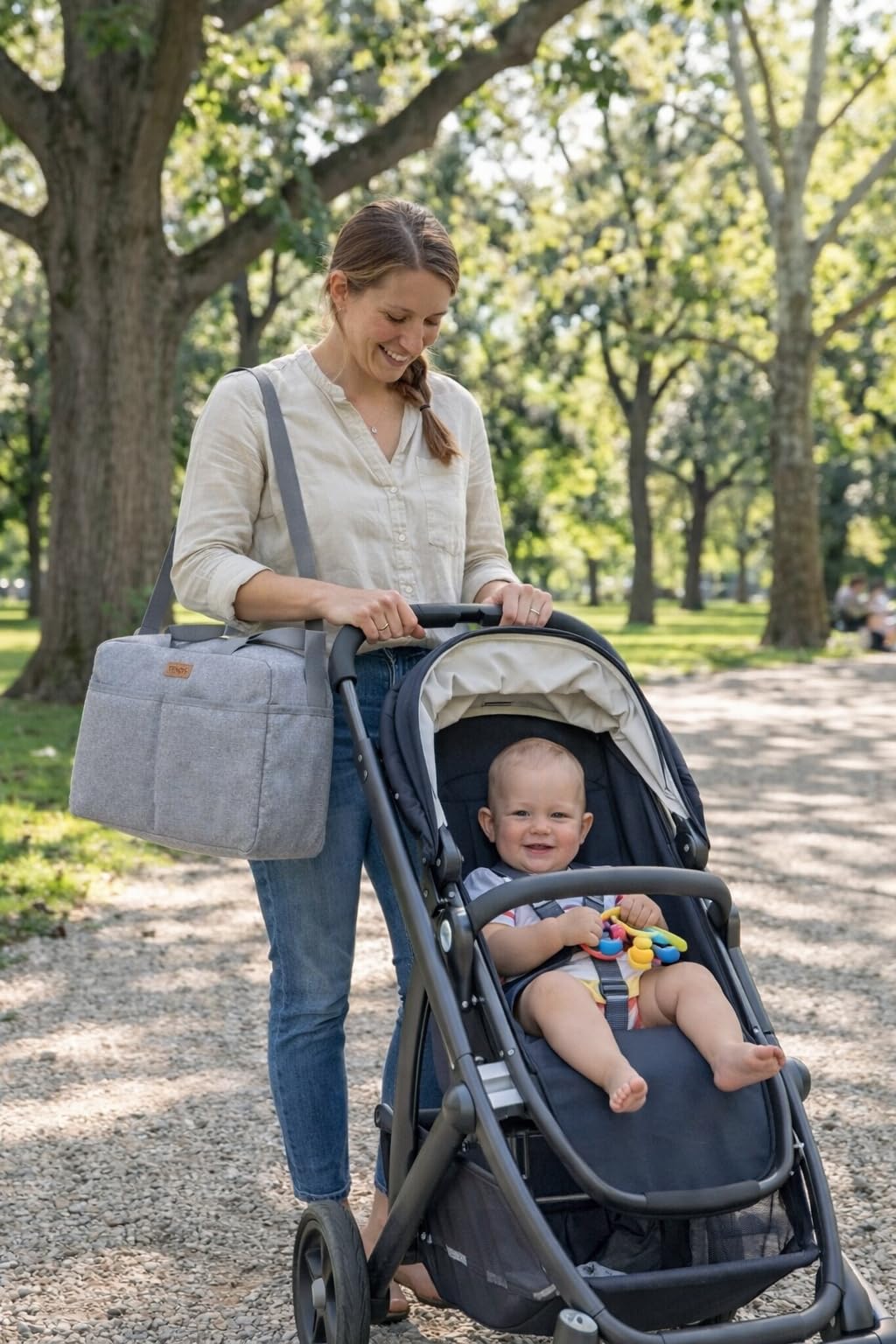 TENDS Borsa per passeggino spaziosa a tracolla – Funzione set maternità – Organizer bebè multiuso