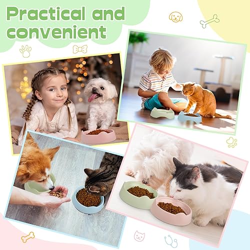 Miniatura 6 de Suclain 6 cuencos de plástico para perros, bigotes, sin estrés, para gatos, conejos, para agua, corrugado, antideslizantes, para aliviar la fatiga,