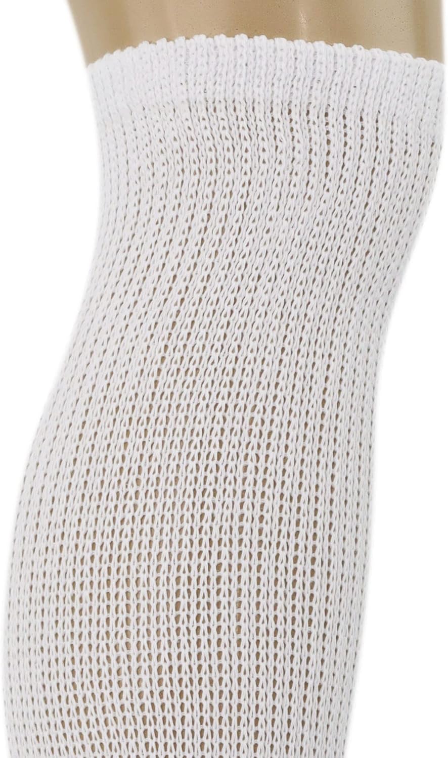 AWS/American Made 6 Pairs White Over the Calf Diabetic Relief Socks for Men with Non-Binding Top