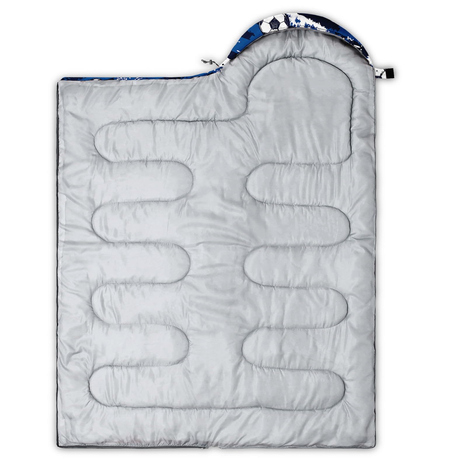 HOSIMA Sleeping Bags for Boys Kids,Blue Football Printed Lightweight Warm Portable Outdoor Indoor Waterproof Cold Resistant Sleeping Bag for Camping Hiking (Football12) - Image 4