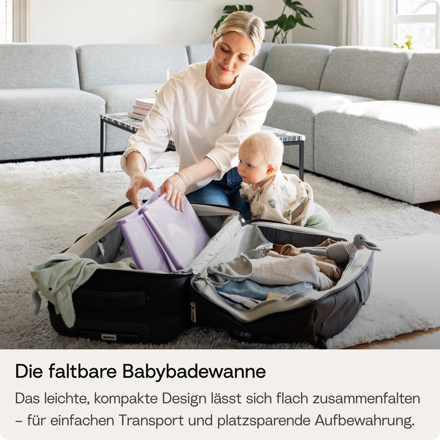 Stokke Flexi Bath, Lavender - 64 x 24 x 34 cm - Faltbare Babybadewanne für Neugeborene und Babys - Leicht, robust & einfach zu verstauen - Praktisch für zu Hause oder auf Reisen