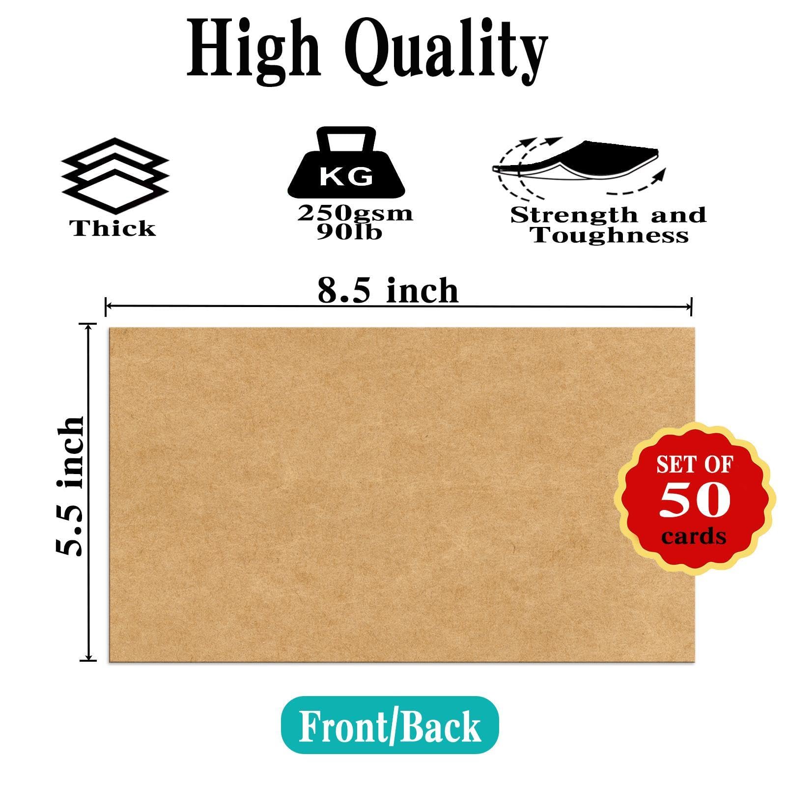 50 Pack 5.5x8.5 Kraft Blank Cardstock, 80lb Thick Paper for DIY Invitations Note, Greeting, Table Cards, Writing, Stamping - Image 2
