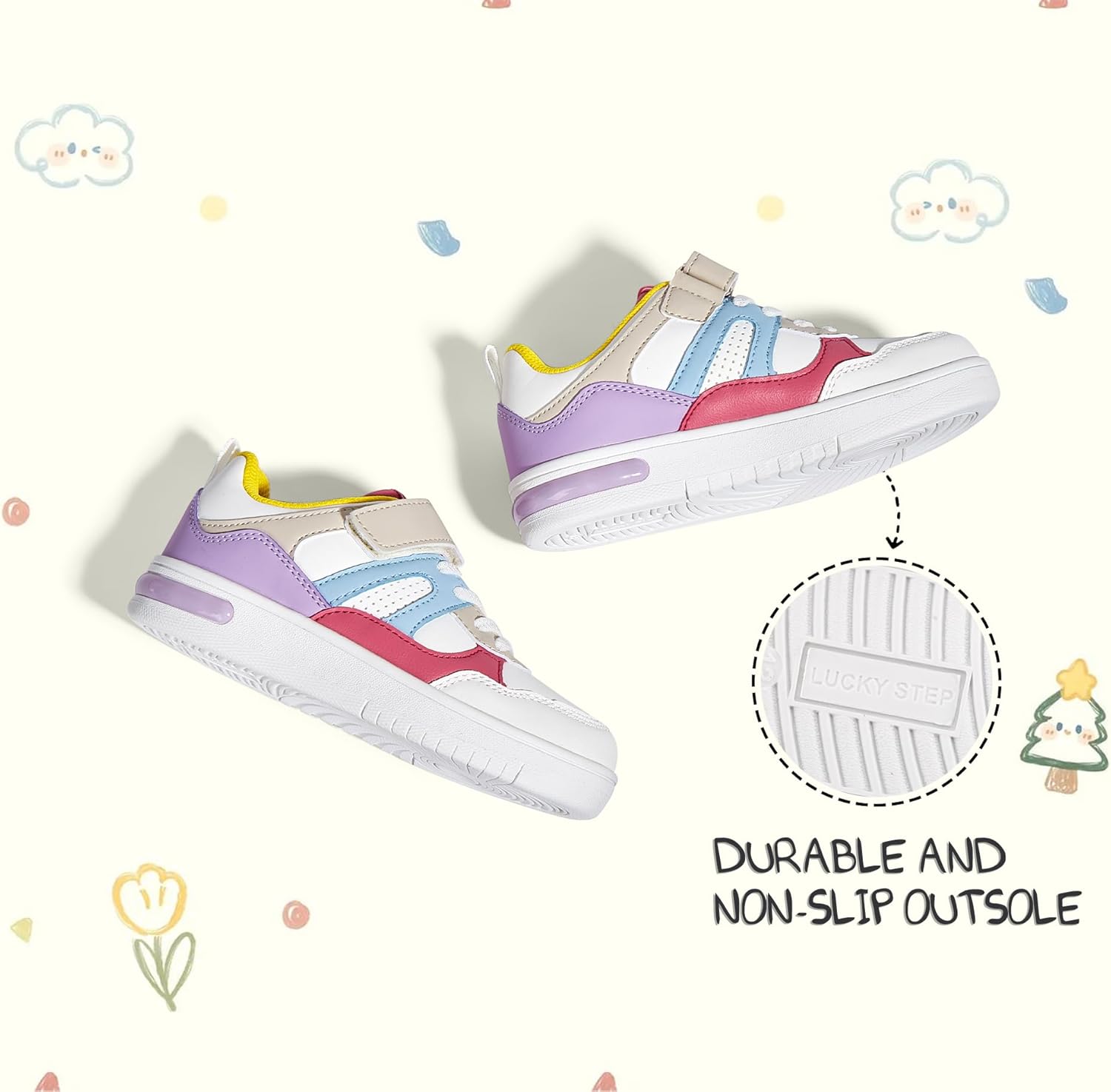 LUCKY STEP Kid's Sneakers School Running Loafers Low Top Walking Tennis Casual Shoes Strap Athletic Fashion Sneakers for Children/Boys/Girls - Image 6