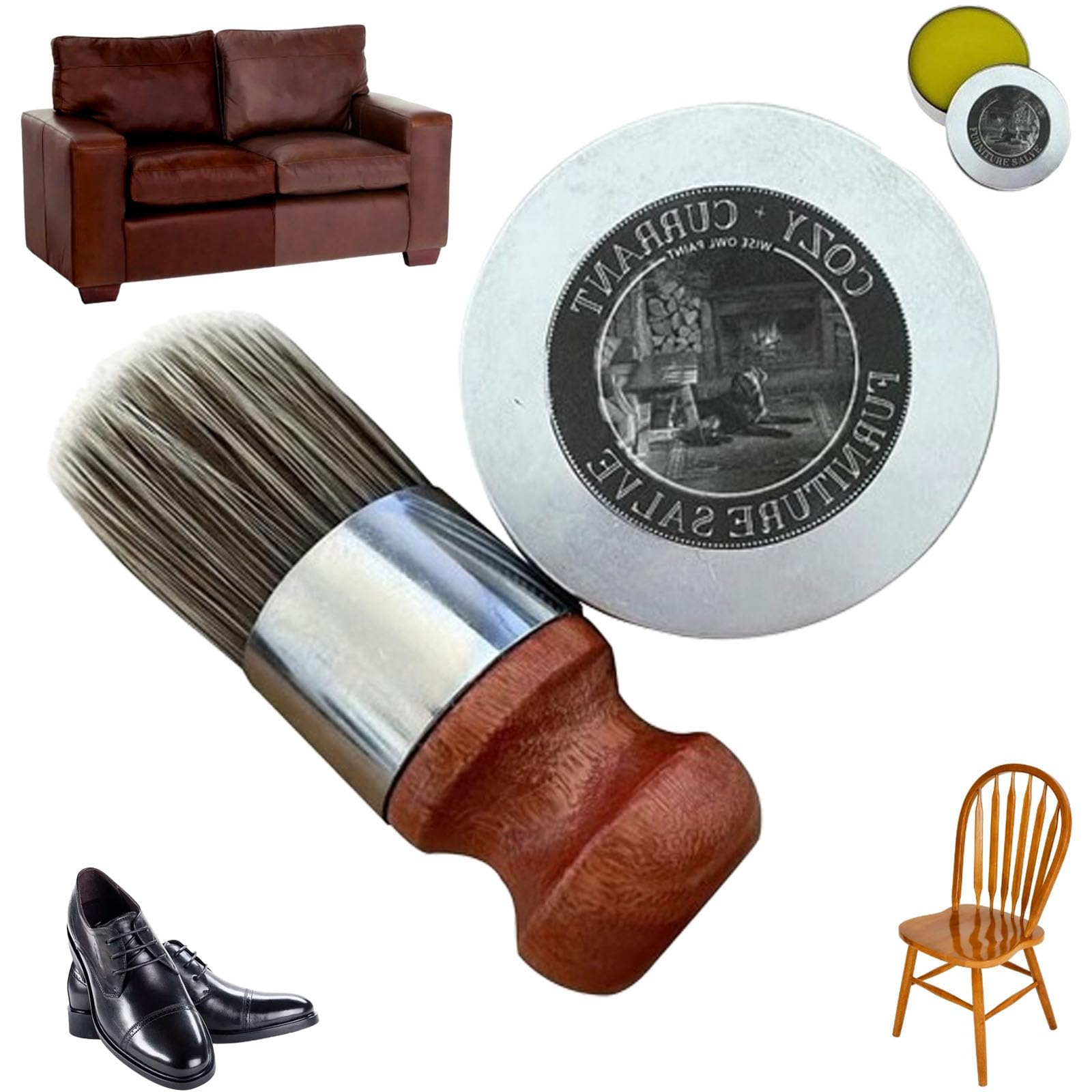 Wise Owl Creme,Wise Owl Furniture Salve for Leather,Furniture Salve and Brush,Leather Salve for Furniture Sofas,Leather Conditioner Restorer & Polish, Deep Leather Cleaner Set for Furniture