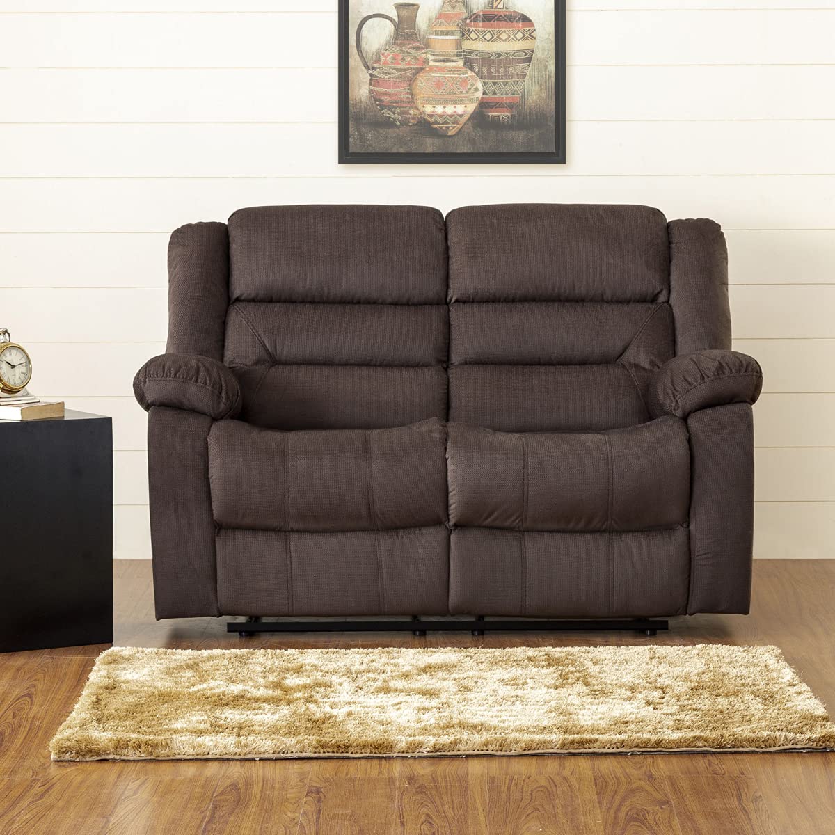 Home Centre Nairobi TwoSeater Recliner, Polyester, Wood (Brown