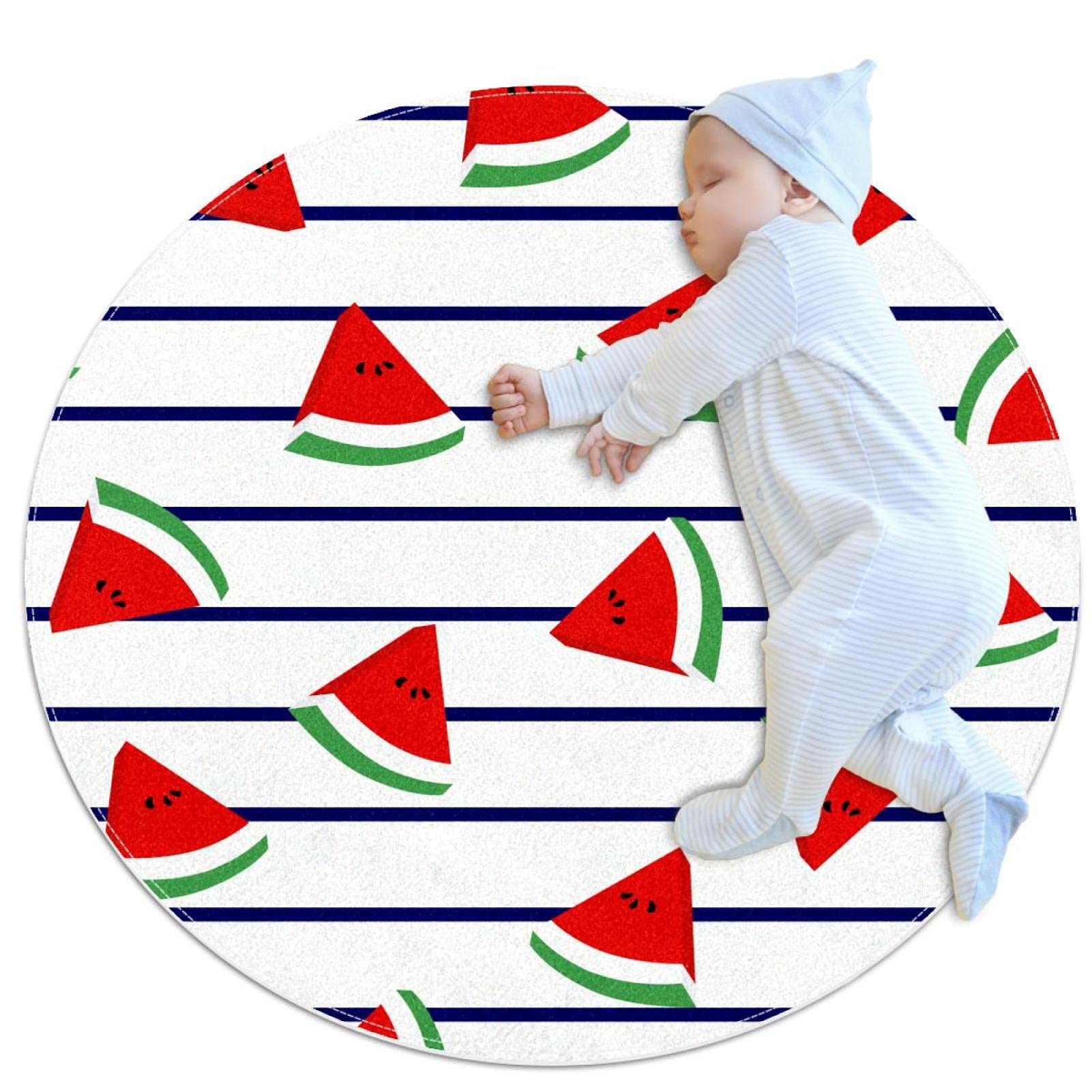 Tapis de sol paillasson rond pastèque antidérapant chambre coucher 1m
