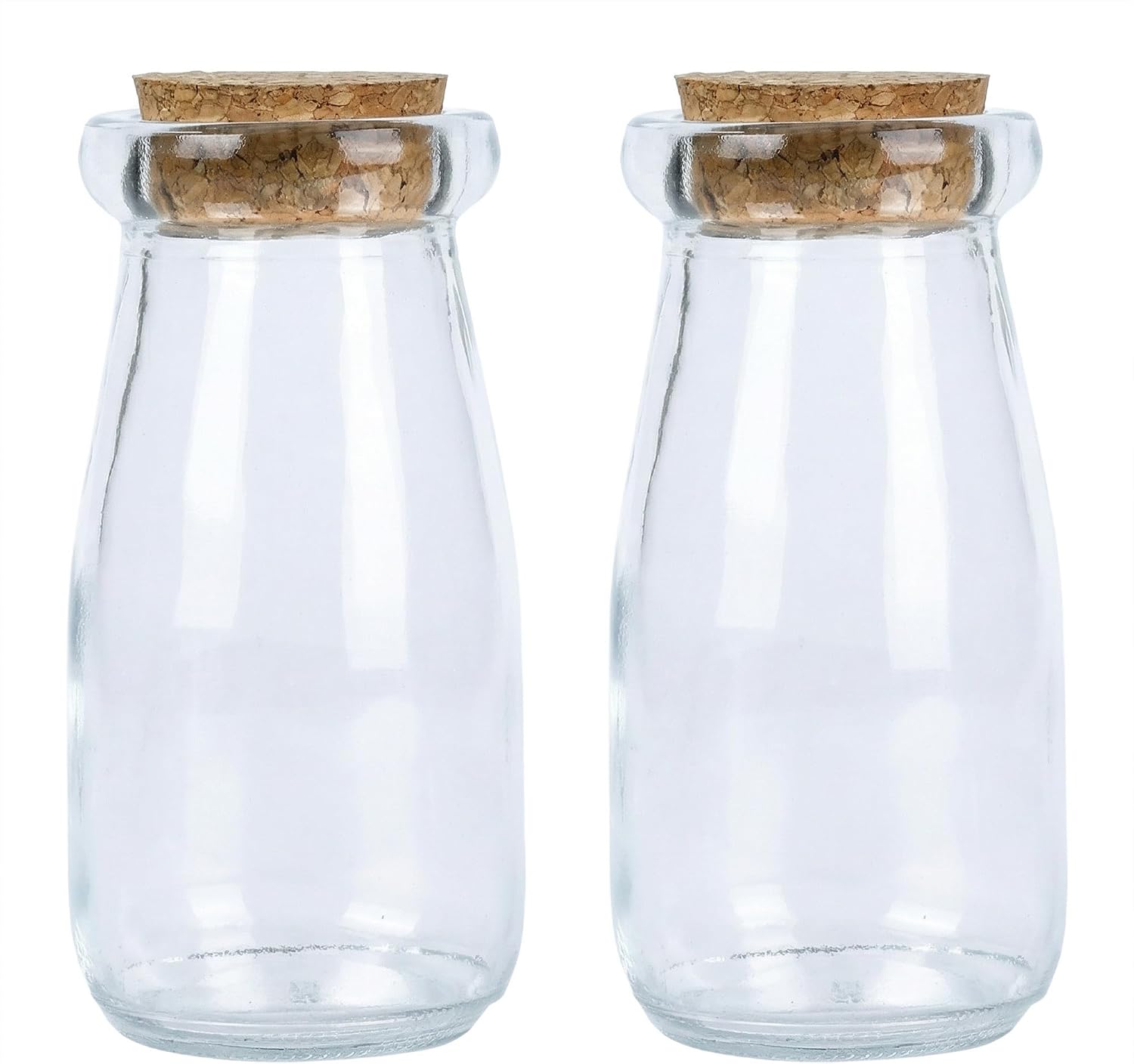 2pcs Decorative Clear Glass Jars with Cork Stoppers