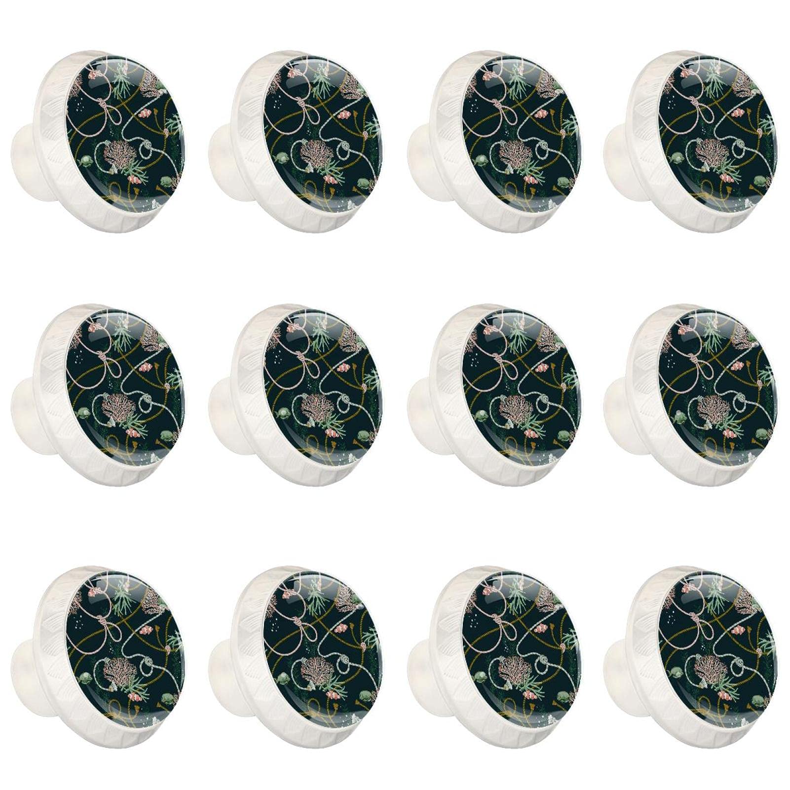 Poignée de tiroir et boutons de commode verts motif poisson lot de 12
