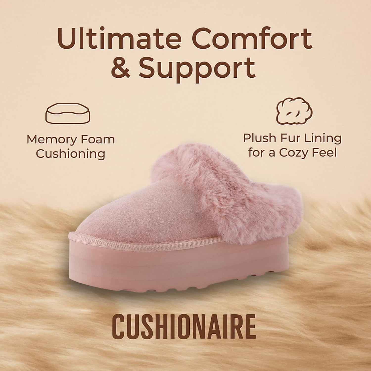 CUSHIONAIRE Women's Husky Genuine Suede cozy mule Platform +Memory Foam, Wide Widths Available