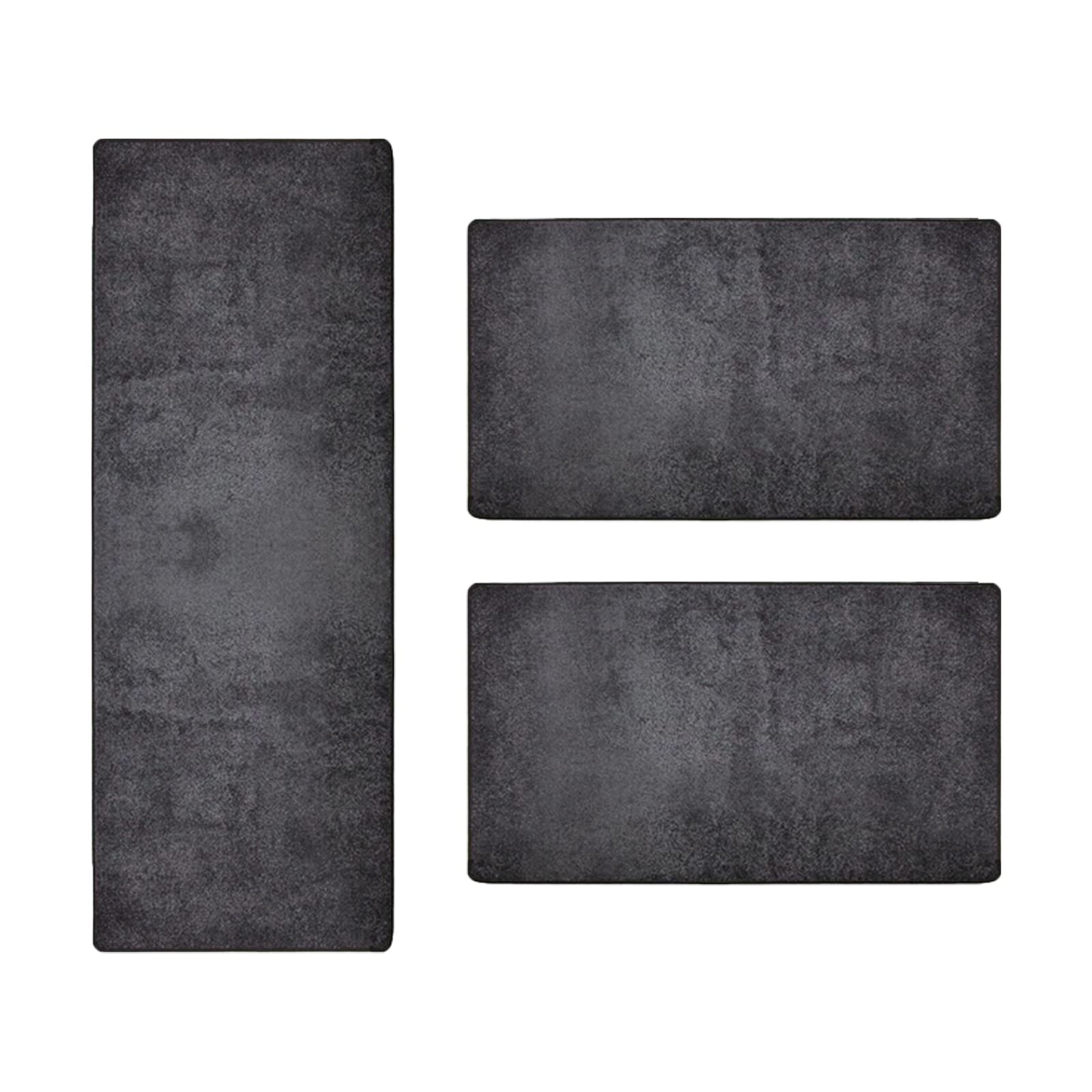 Sundae - Tappeti per letto in velluto, 3 pezzi, in 3 misure (larghezza: 67 cm, lunghezza: 1 x 250 cm + 2 x 140 cm, antracite)