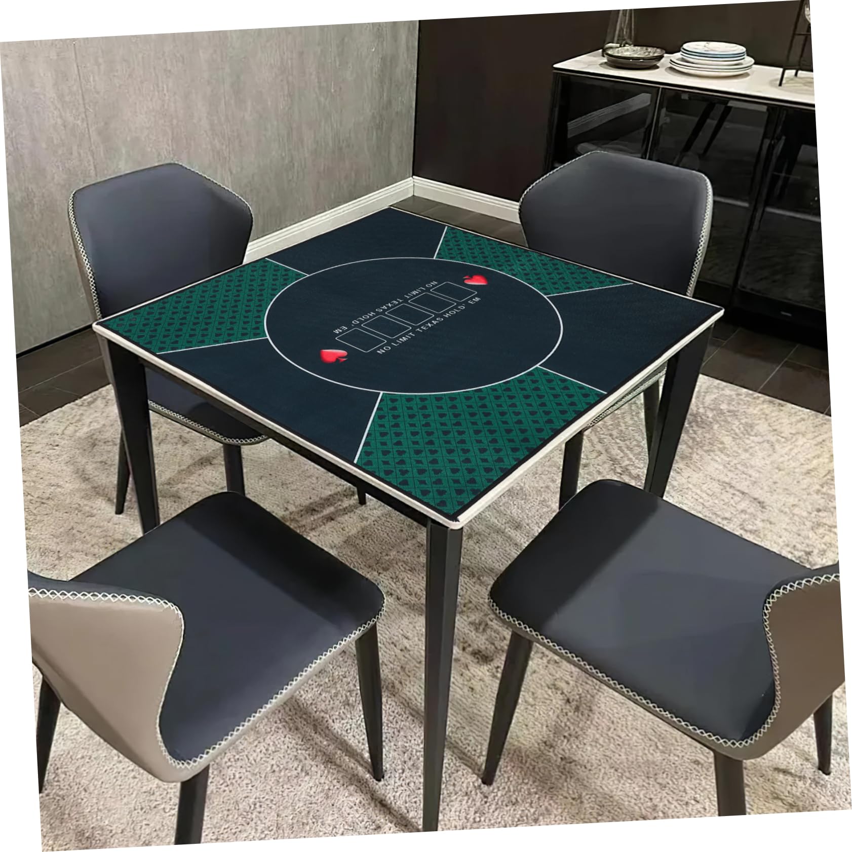 KOMBIUDA Tappeto da Poker Verde Antiscivolo Rettangolare Design Stampato per Giochi di Ruolo e Feste, Copertura per Tavoli da Gaming