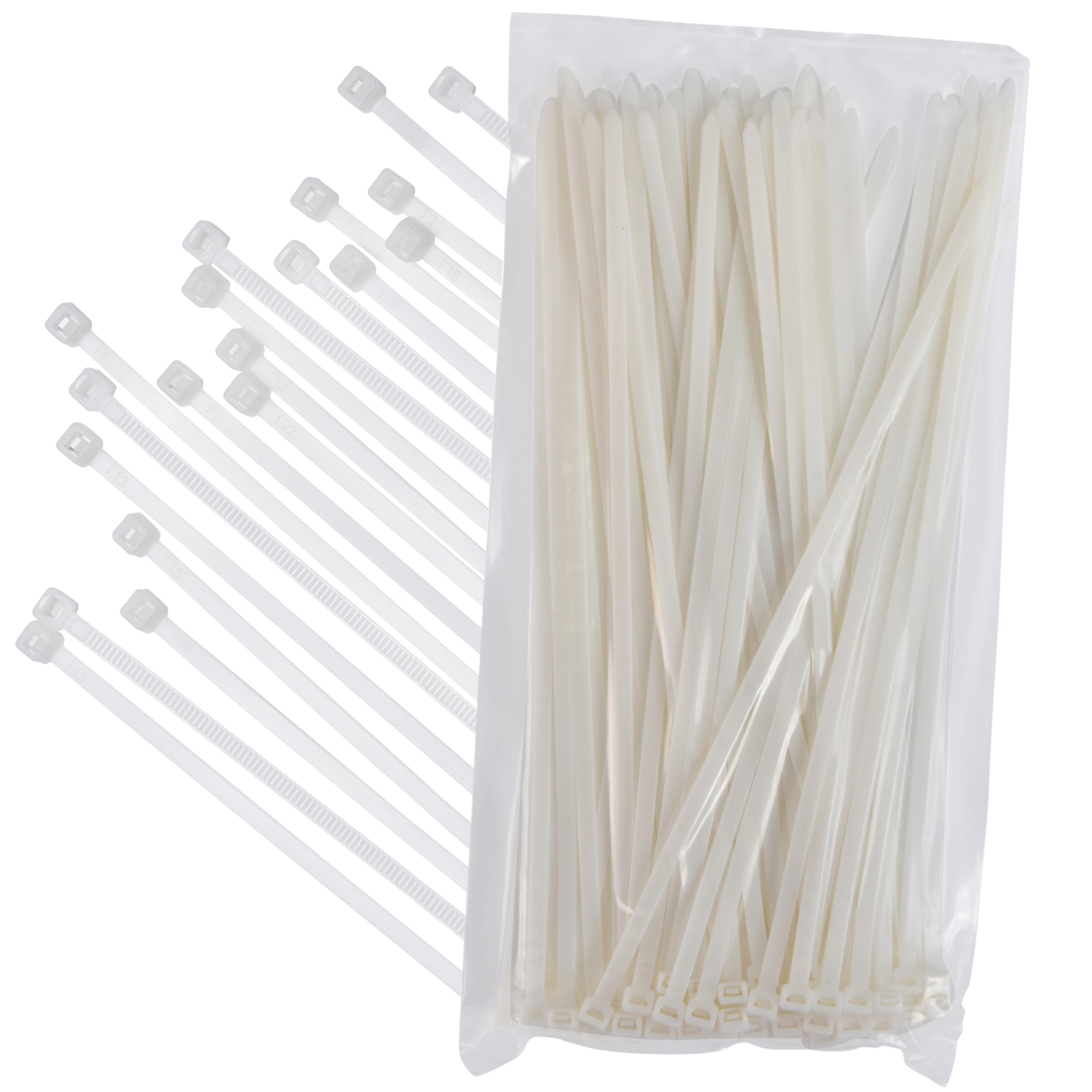 15" White 120lb (100 Pack) Heavy Duty Zip Ties, Choose Size/Color, by Bolt Dropper, 15" White 120lb 100pc