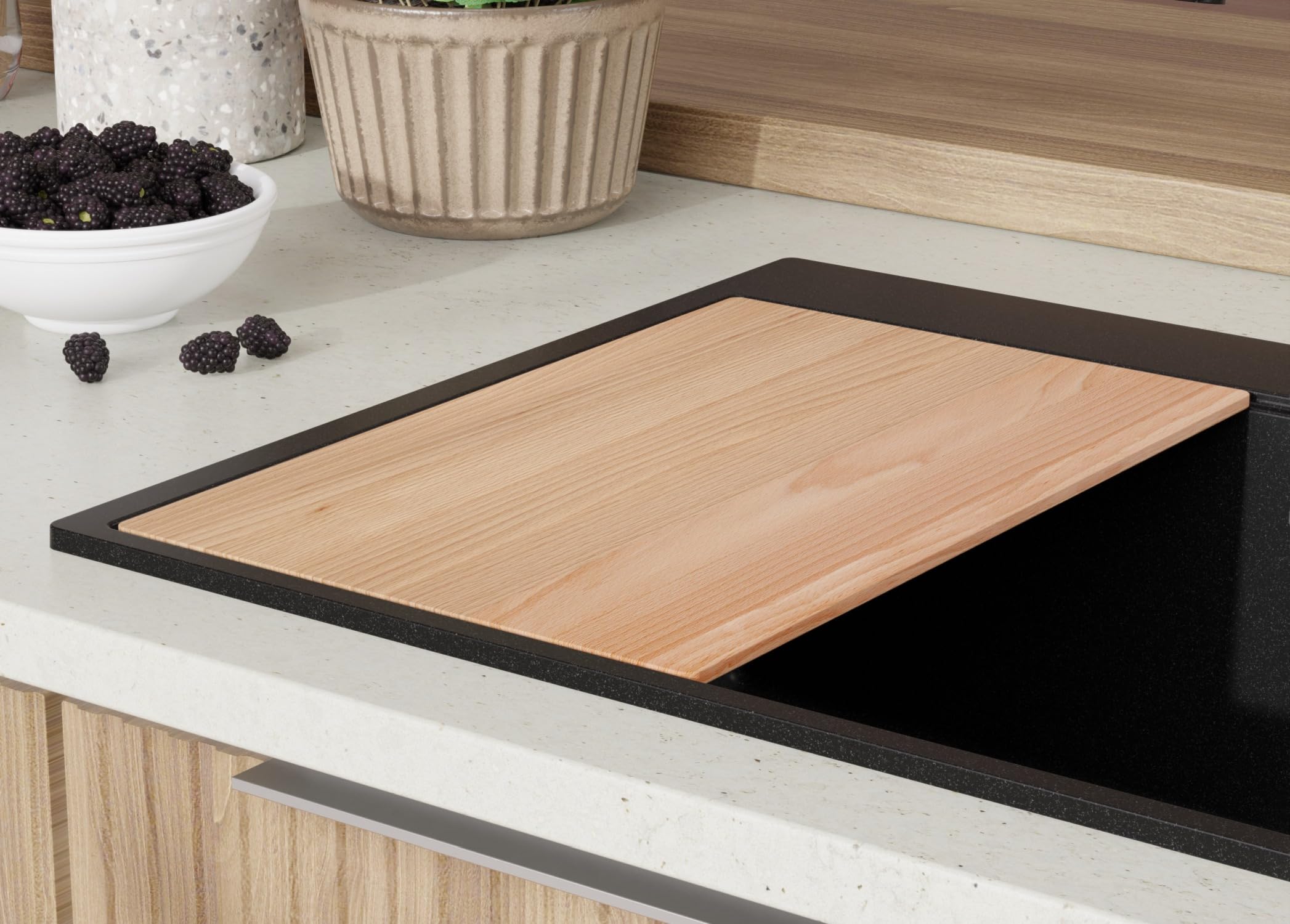 PRIMAGRAN Lavello da Cucina Nero 78x50cm, Lavandino in Granito a 1 vasca + Set di accessori, Lavabo da Cucina Incasso al Mobile 80cm - Oslo Top S557
