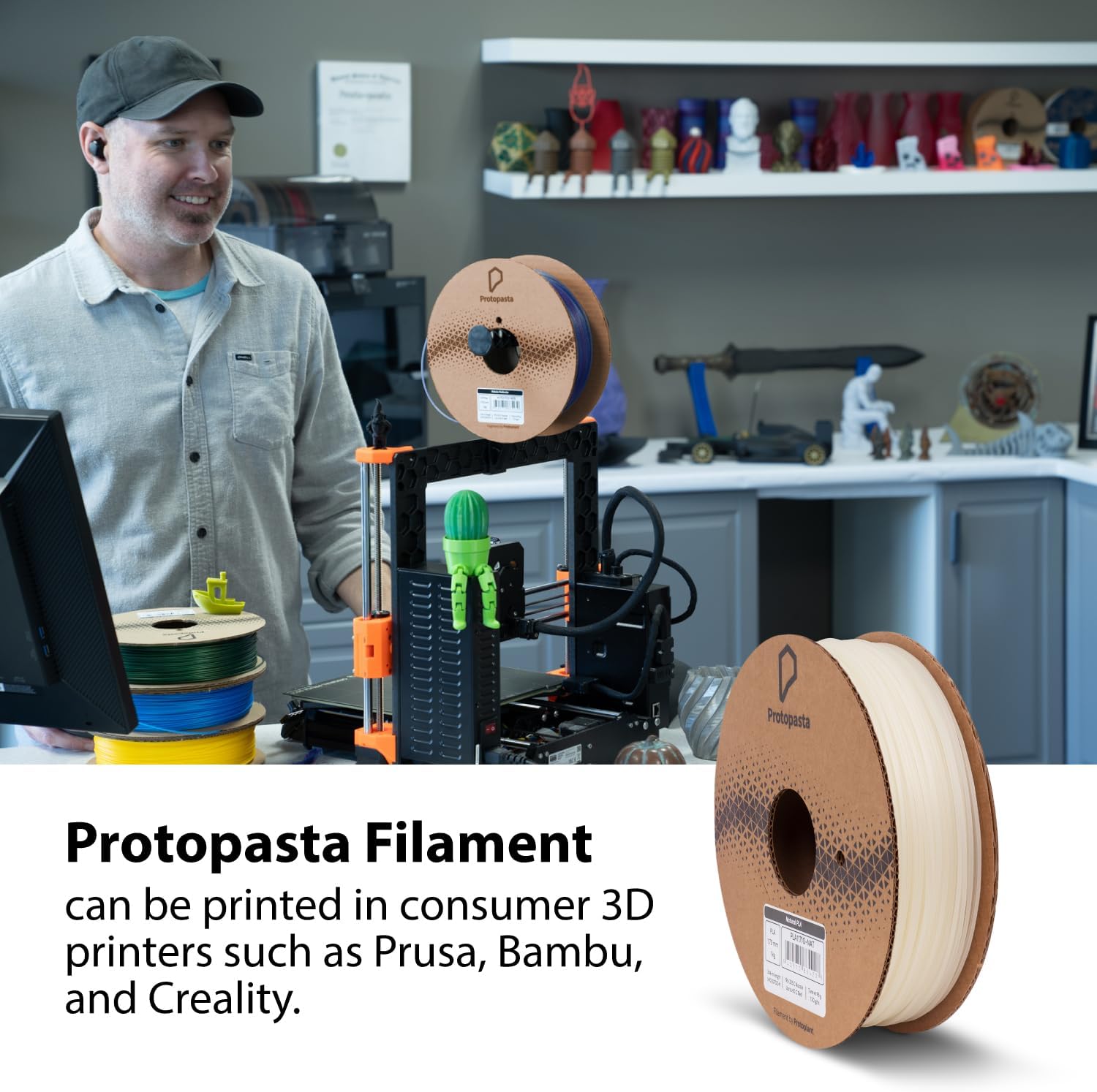 Protopasta 3D Printer Filament | PLA Filament 1.75mm | Simply Natural PLA | 1kg Spool