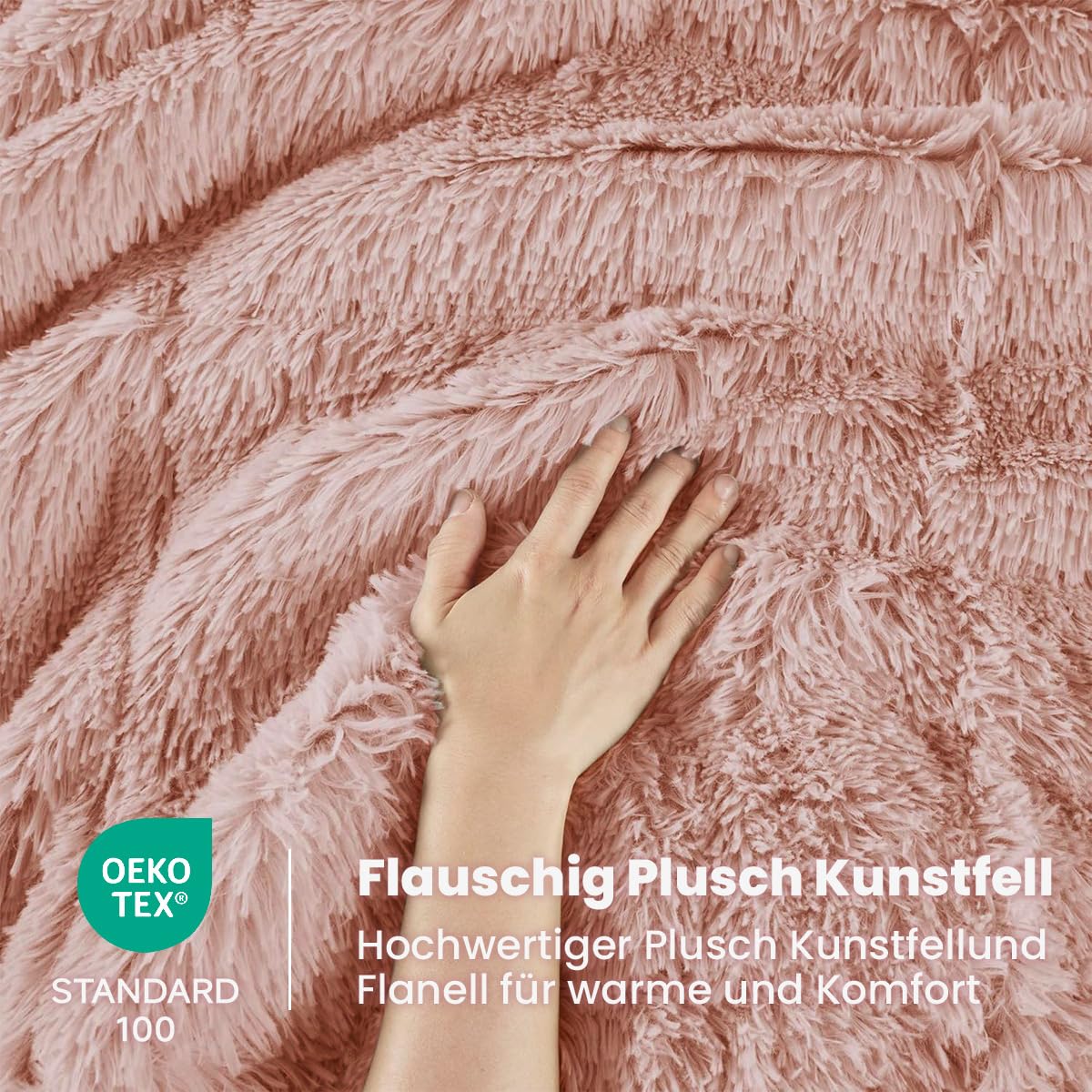 Sacebeleu Pluszowy komplet pościeli 220x240cm stara róża różowa ciepła zimowa puszysta flanelowa biber dziewczęca poszewka na kołdrę pokrowiec na kołdrę z zamkiem błyskawicznym i 2 poszewki na