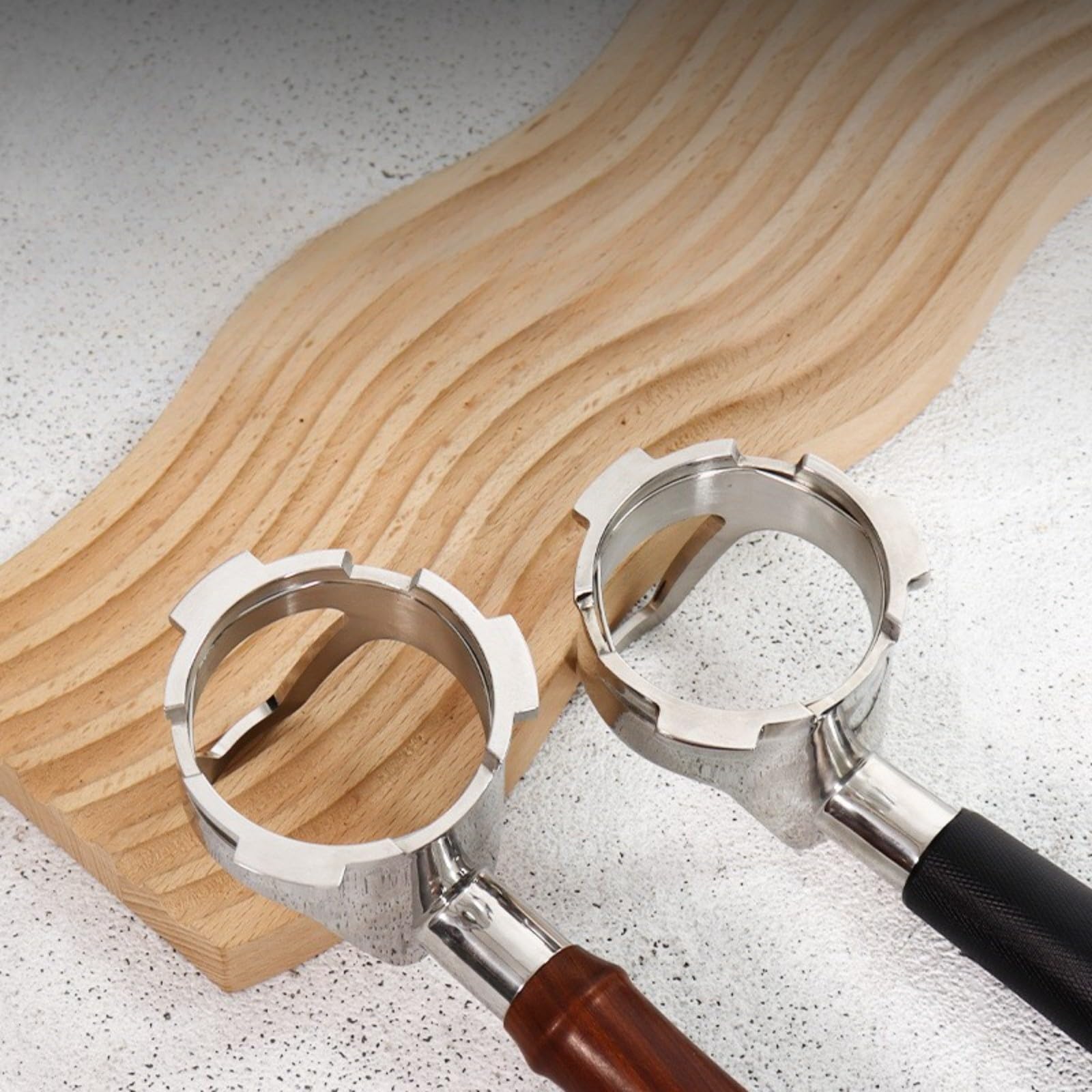 Portafiltro de cesta sin filtro de 54 mm para la serie NJ ES501 ES601, mango ergonómico de aluminio y construcción de acero, para accesorio de café barista (negro)