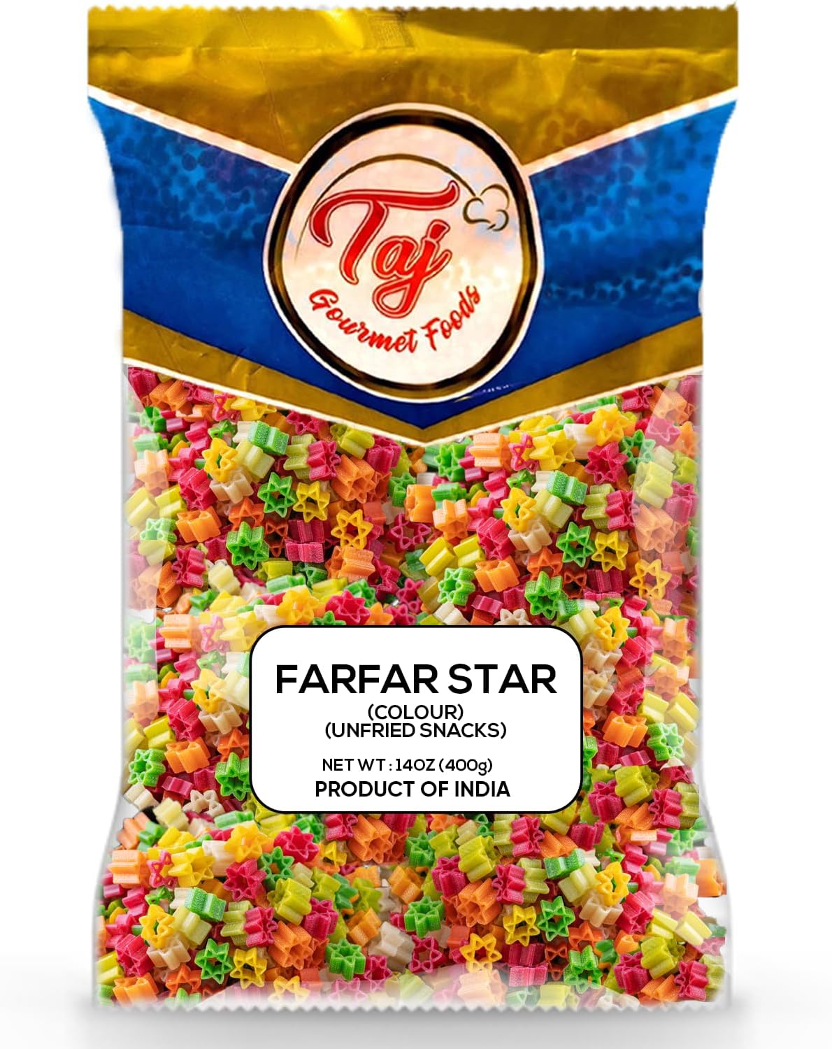 TAJ Gourmet Farfar Fryums (Wheat Pellet Tube), 400g (Star)
