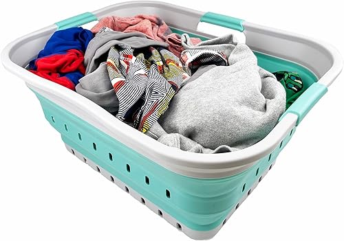 Miniatura 6 de SAMMART Cesta plegable de plástico para la ropa sucia de 42 litros (11 galones) - Contenedororganizador plegable - Tina de lavado portátil - Cesta