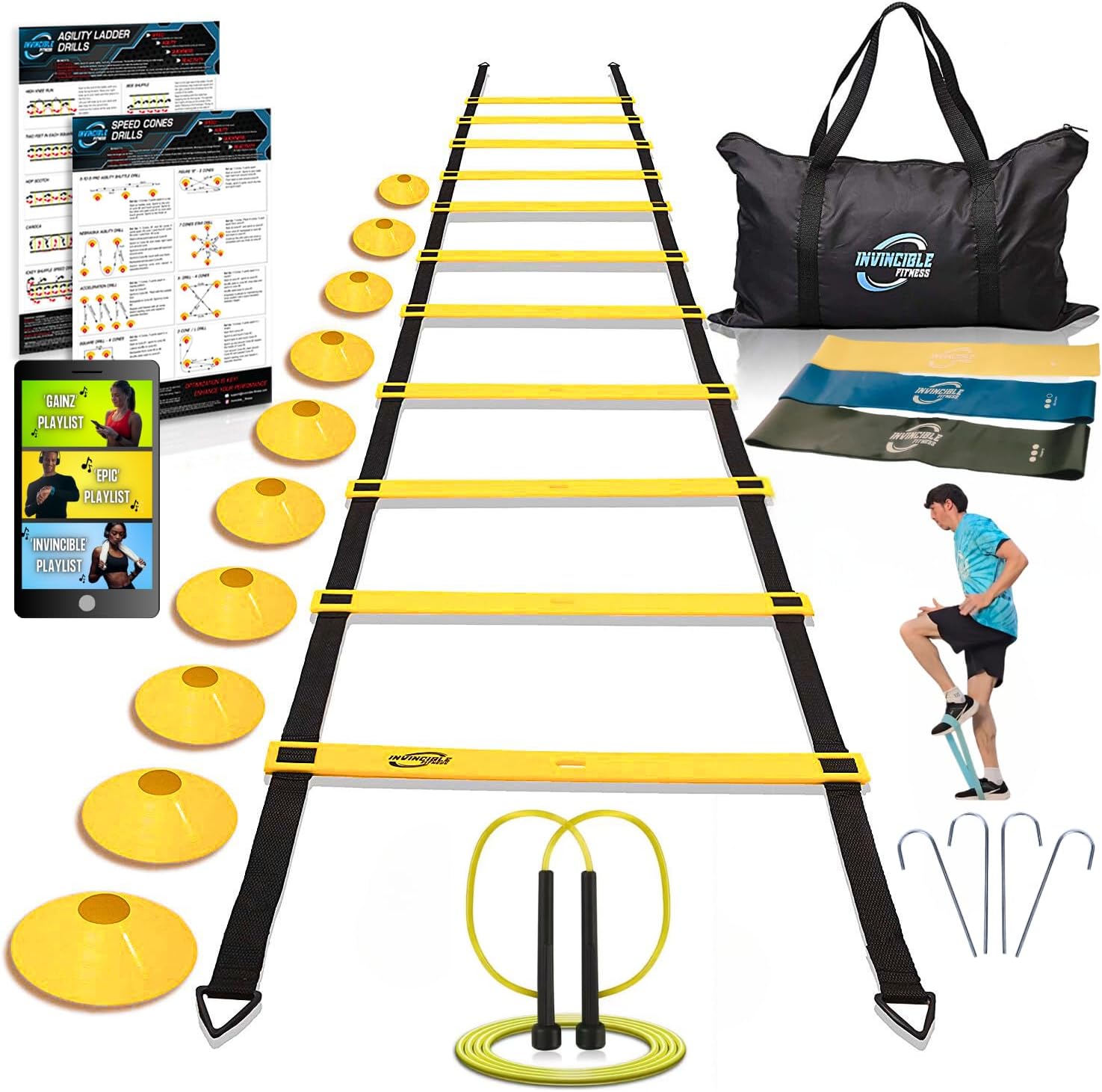 Invincible Fitness Agility Ladder Set