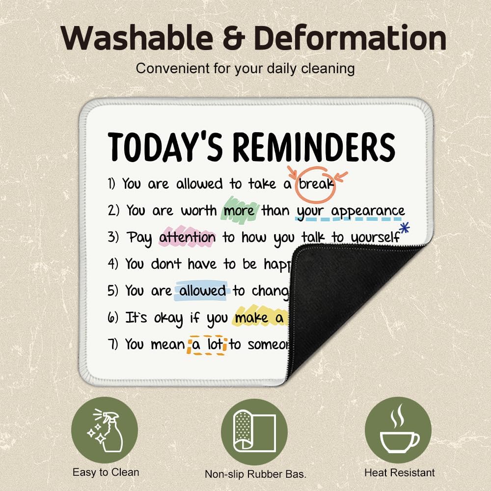 Today's Reminder Square Mouse Pad, Non-Slip Rubber Base Mouse Mat for Office Home Work Game Study, BFF, Mental Health Gifts for Women Boss Mentor Leader Coworker - Image 4