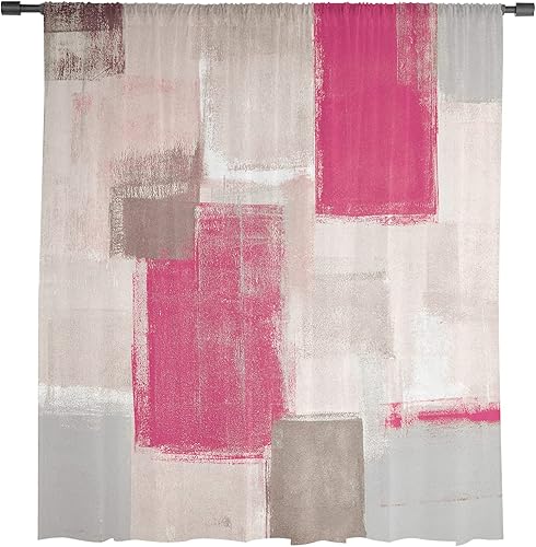 Miniatura 2 de Rod Pocket Window CurtainsSemi Sheers Voile Curtains Drapes Pink Gray Graffiti Modern Abstract Texture Minimalism Art Illustration Chiffon Window