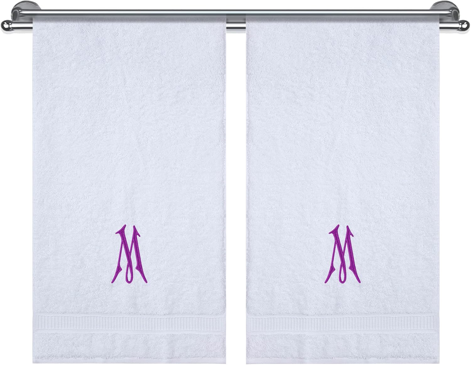 LA' HAM MAM FINE LIVING Monogrammed Hand Towels, Decorative Hand Towels, Personalized Gift, Super Soft, Highly Absorbent, 100% Turkish Cotton White Hand Towels, Set of 2 by Lahammam