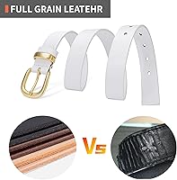 Vista 43 de Cinturones para mujer para jeans de 1.1 pulgadas de ancho, cinturones para vestidos de cuero de grano completo con hebilla dorada, caja de regalo