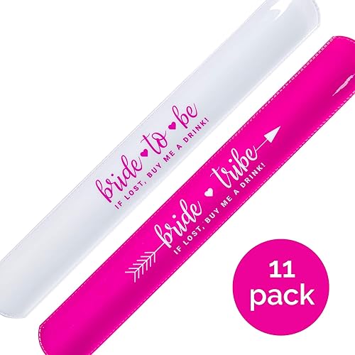 Vista 8 de Pop Fizz Designs Pulseras de despedida de soltera Recuerdos de despedida de soltera Regalos de tribu de novia (rosa)