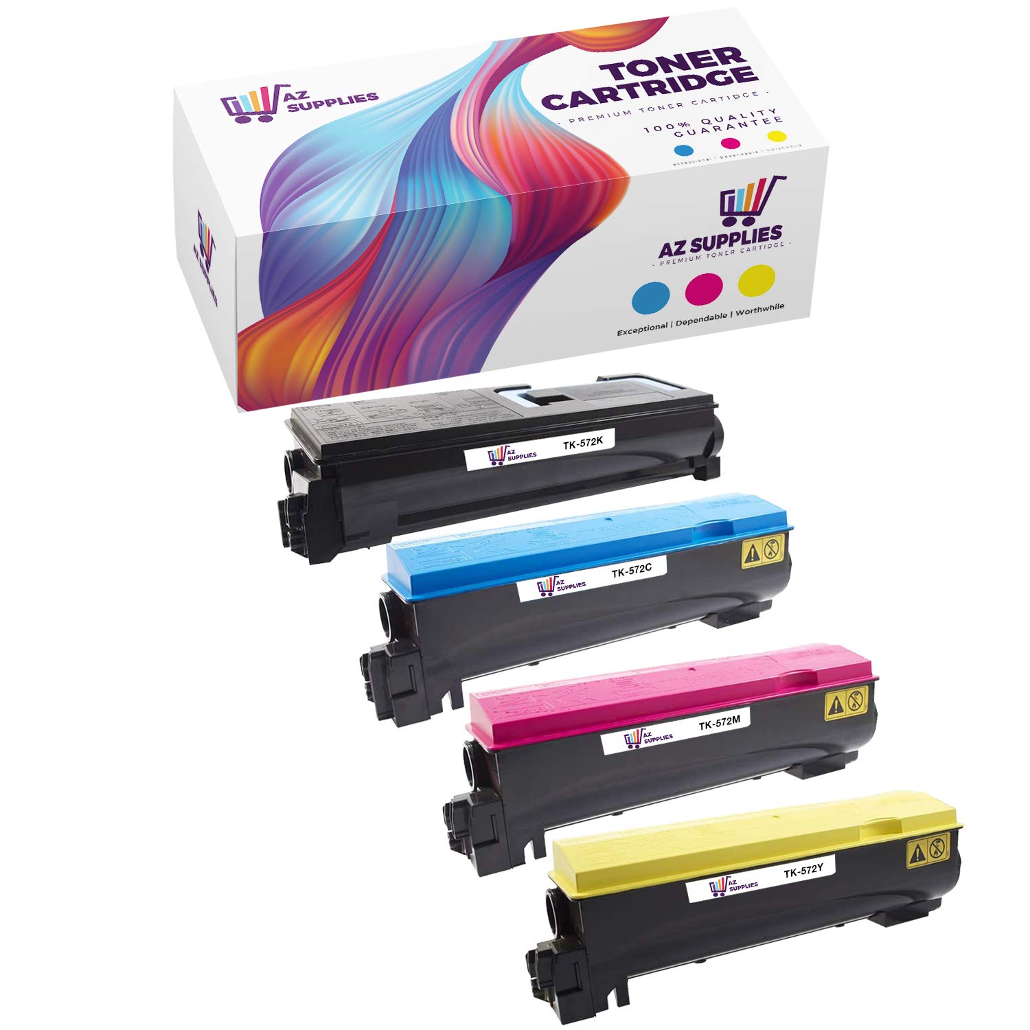 AZ SUPPLIES Compatible Toner Cartridge Replacement for Kyocera Mita TK-572 TK-572K TK-572C TK-572M TK-572Y ECOSYS P7035cdn FS-C5400 FS-C5400DN (Black,