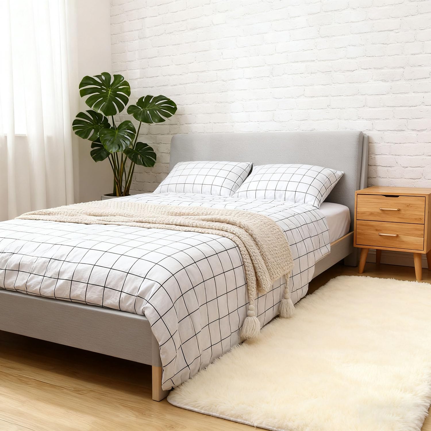 Tapis antidérapant blanc cassé 150x350 lavable pour sol glissant