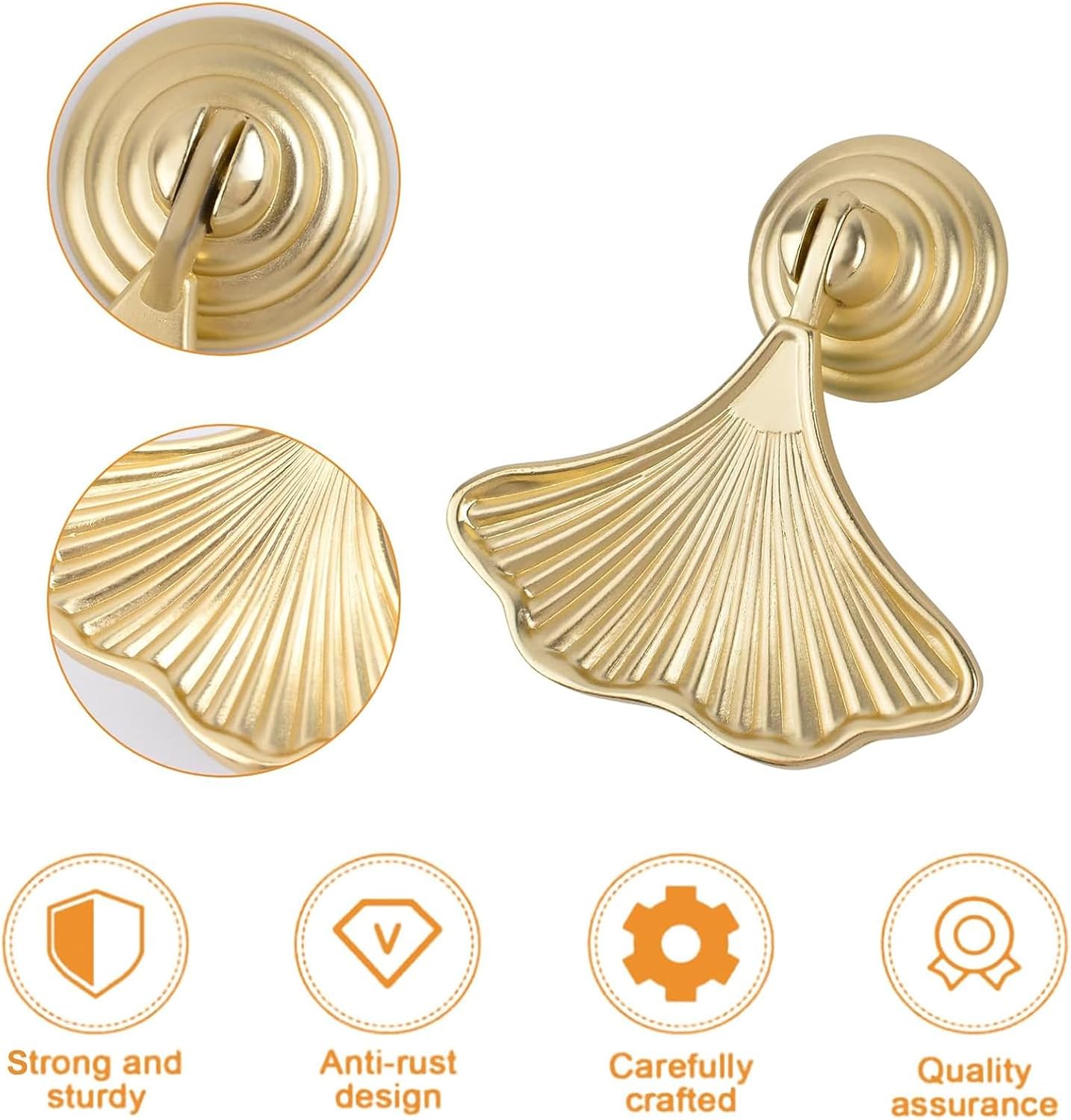 MOROBOR Ginkgo Leaf Shape Knob Handles, 8 PCS Golden Drop Pendant Pull,Hardware Drawer Single Hole Handle for Wardrobe Cupboard Closets Cupboard