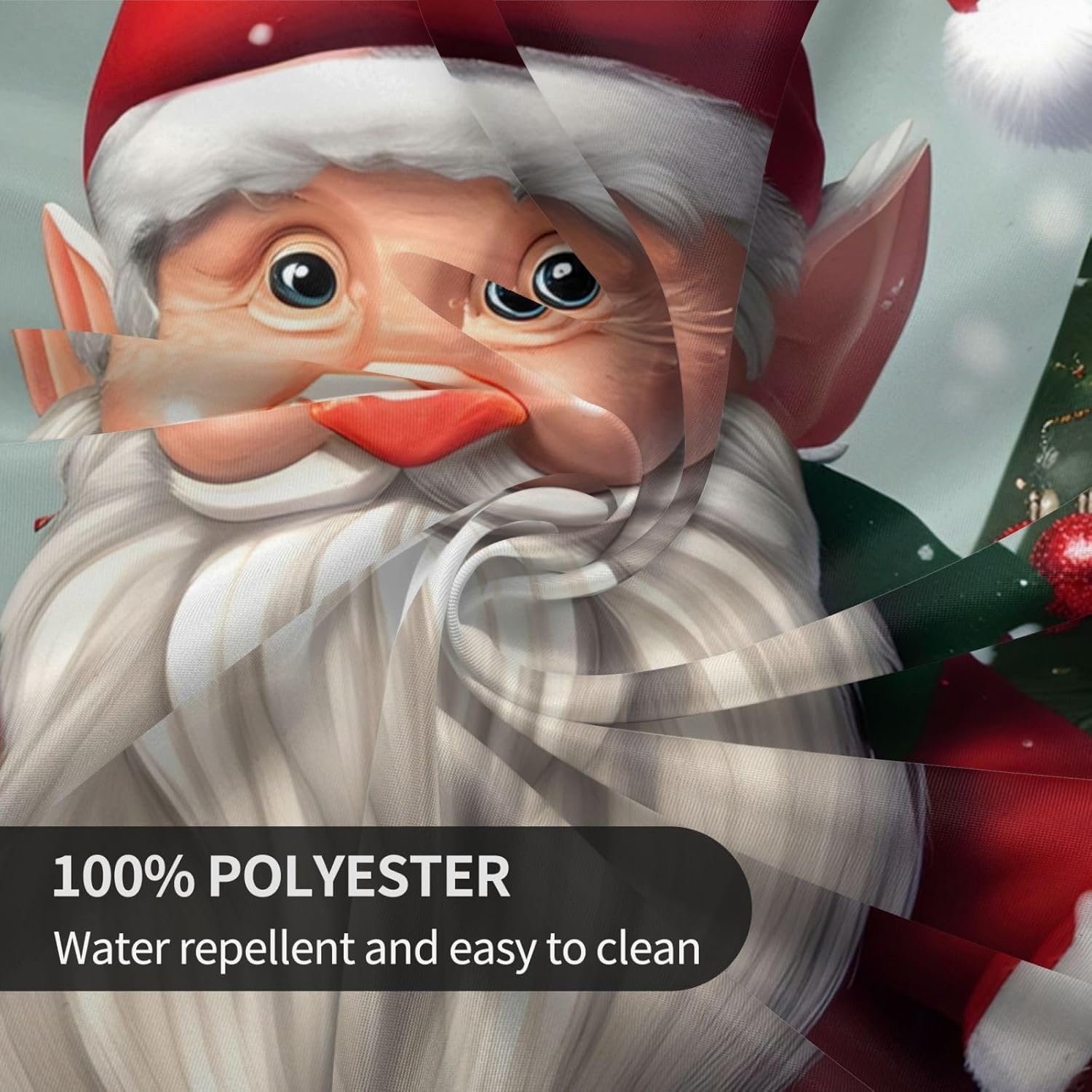 Christmas Traditional Gnome Print Wrinkle Free Dining Table Cover for Birthday Party Farmhouse Tablecloths Up to 60 x 60 Inches