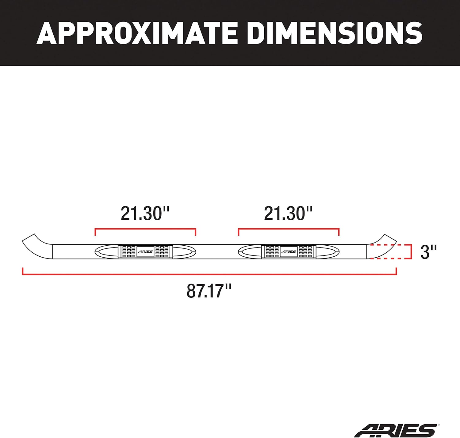ARIES 214045 3-Inch Round Black Stainless Steel Nerf Bars, No-Drill, Fits Select Chevrolet Silverado, GMC Sierra 1500, 2500, 3500 HD