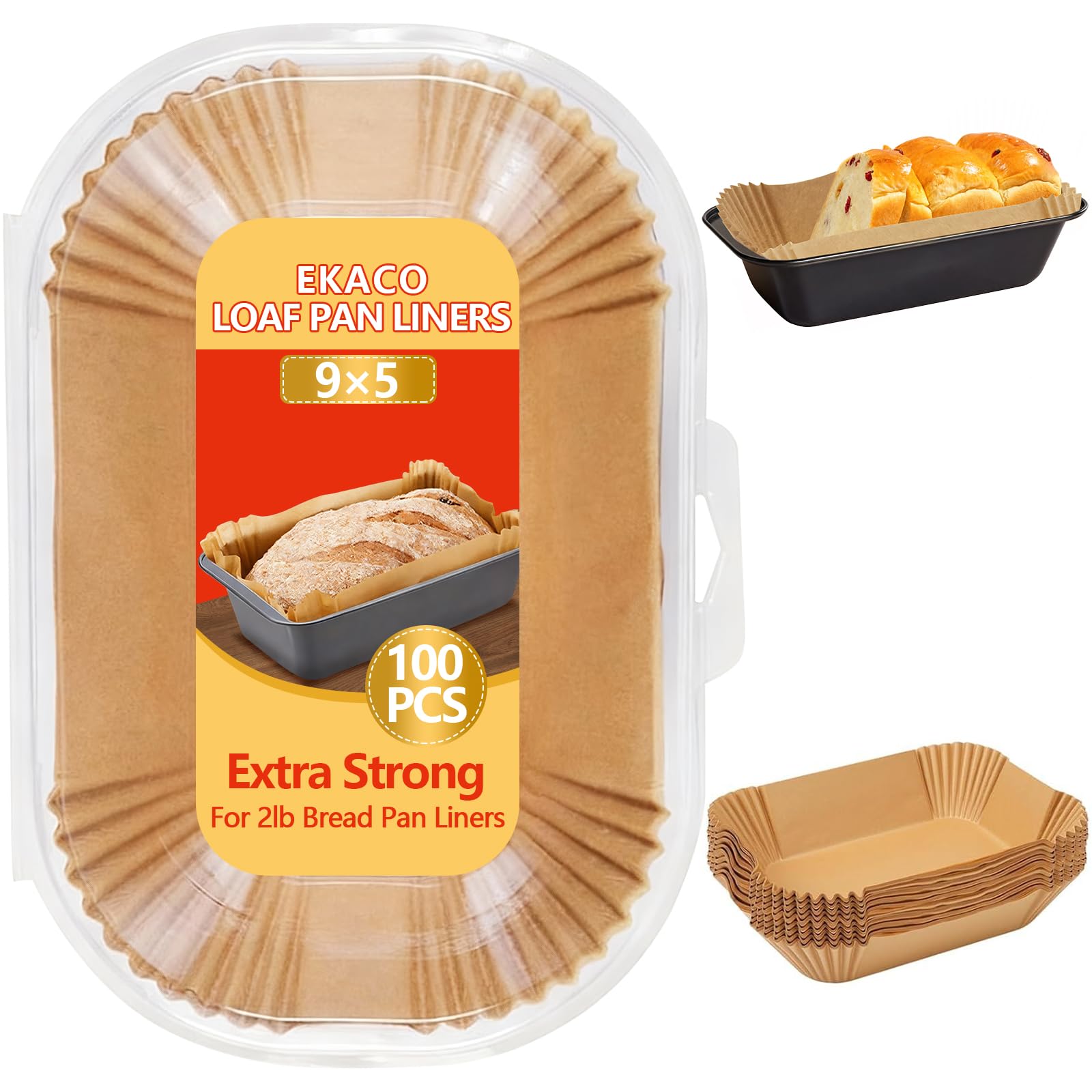 100 PCS Loaf Pan Liners, 9x5 Inch Loaf Pan Liners Baking Bread, Non-Stick Pre-Formed Parchment Paper for Bread Pan, Ideal Disposable Loaf Breads Liners