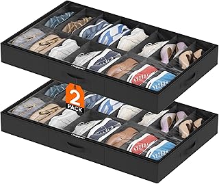 Lifewit Under Bed Shoe Storage Organizer, 2 Pack(16 Shoes Cells)