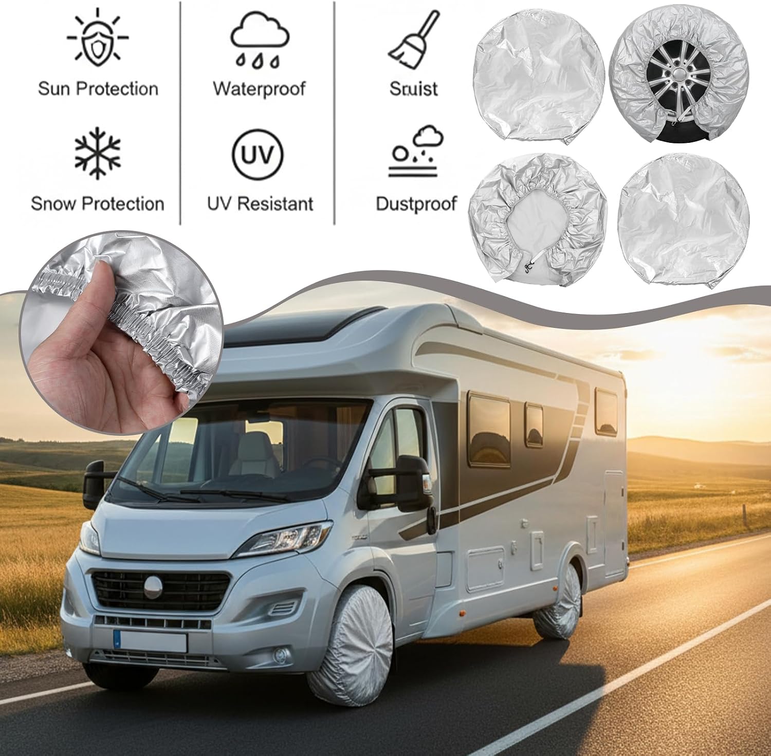 4 Parks Rv Trailer Wheel Tire Covers Wheel Covers for Painting Truck, SUV, Motorhome,Trailer, Camper Fits 30-32 Inch Diameter Water Resistant Dustproof Sun Snow Tire Cover