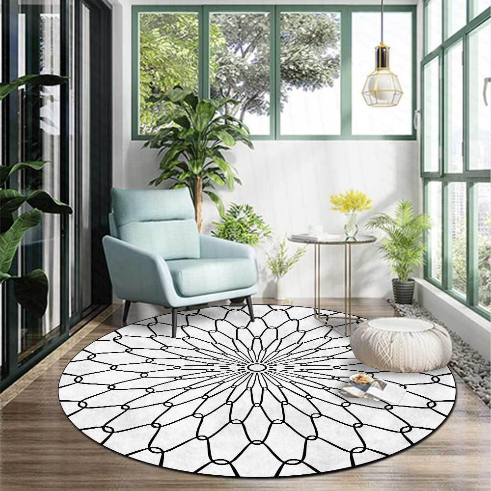 Grand tapis rond 180 cm au design floral moderne et raffiné