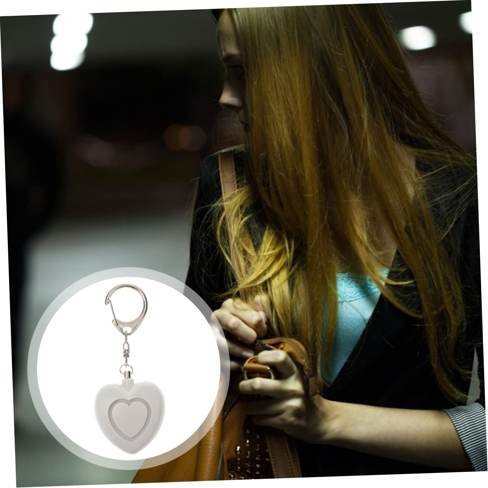 Uonlytech 4 Pièces Sirène Anti Loup pour Porte-clés Alarme Cartes D'affirmation Électrique Urgence Lumière LED Alarme Porte-clés avec Lumière en Forme De Coeur Cœur Sûr Blanche Plastique