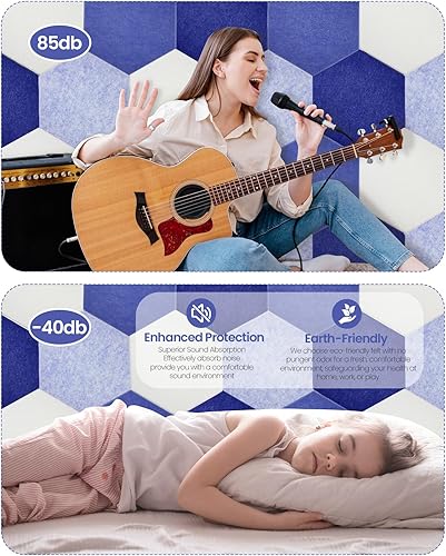 Miniatura 3 de Paquete de 8 paneles acústicos de alta densidad, paneles de pared insonorizados autoadhesivos, paneles de espuma acústica a prueba de sonido,