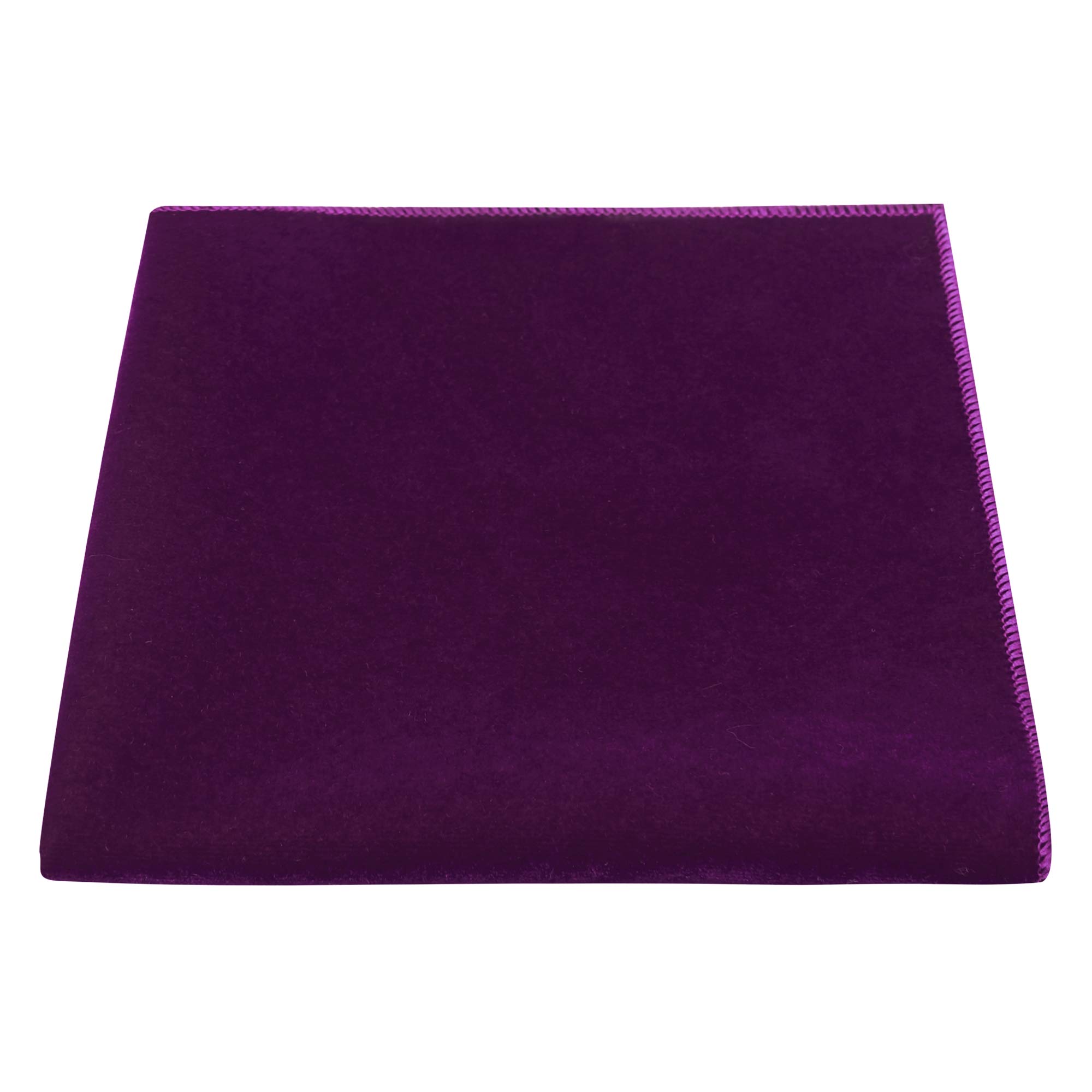 King & Priory Men's Purple Luxury Aubergine Velvet Pocket Square, Handkerchief, Eggplant
