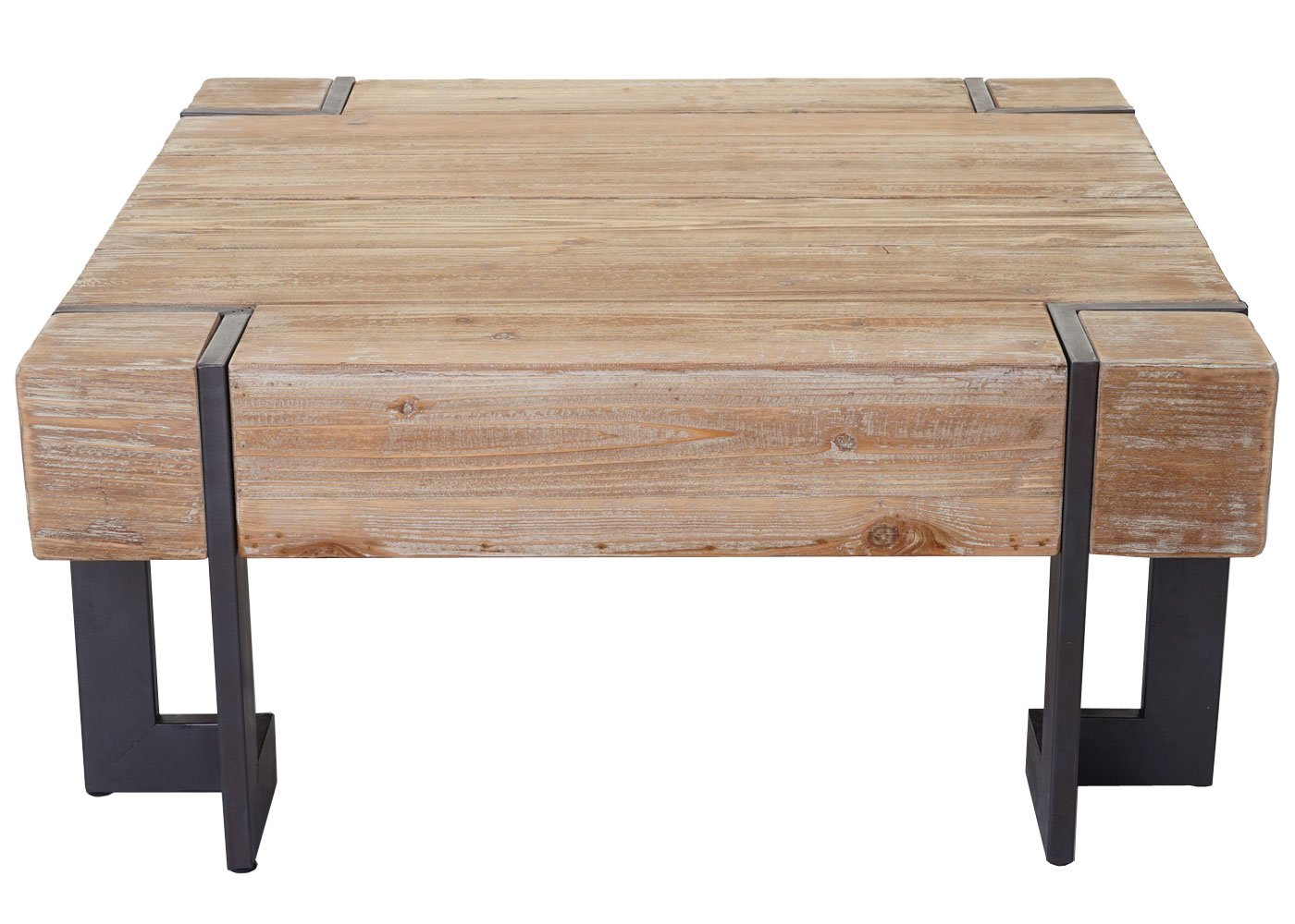 Mendler Stolik kawowy HWC-A15AM, stół do salonu, jodła lite drewno rustykalne, certyfikat FSC – kolor naturalny 70 x 70 cm