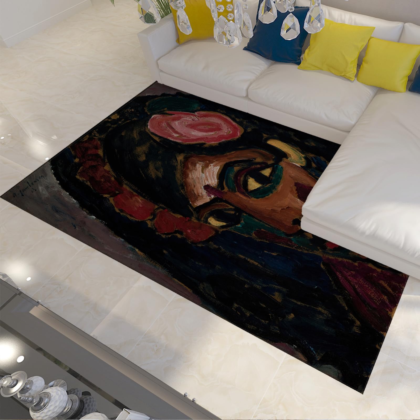 Tapis femme headshot fleurs Jawlensky à fort trafic pour les filles