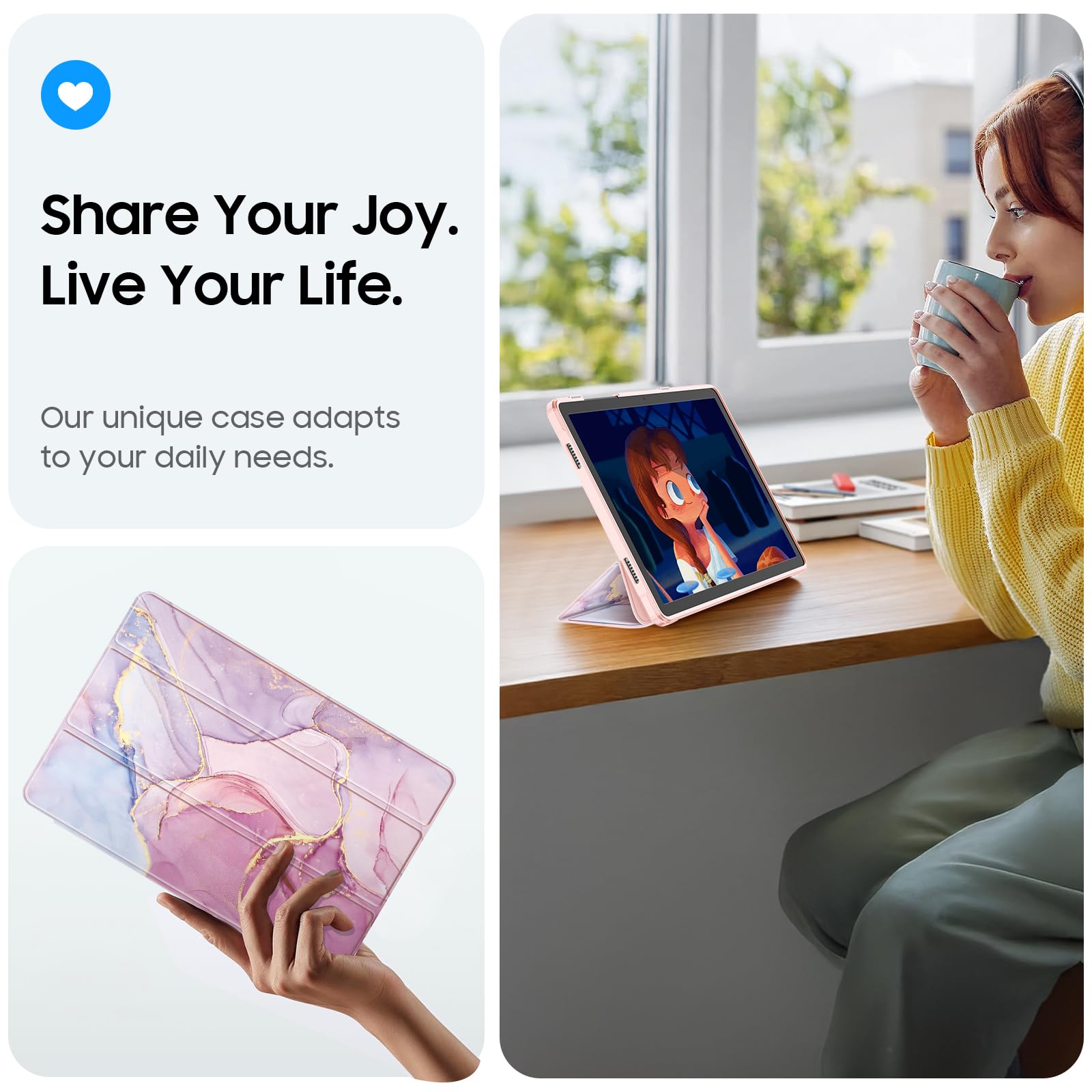 Fintie Hybrydowe etui do Samsung Galaxy Tab A9 Plus 11 cali 2023 - odporne na uderzenia etui ochronne z przezroczystą twardą obudową z tyłu do tabletu A9 + SM-X210/X216/X218, wspaniały marmur