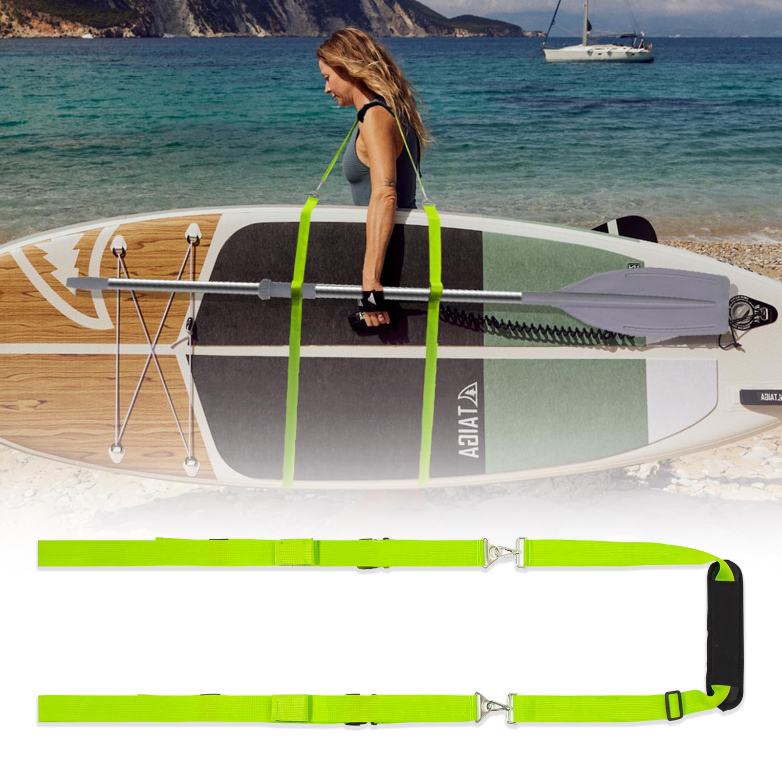 MouJkmer Paddle Board Carrying Strap,Adjustable SUP Kayak Shoulder Strap with Padded Shoulder Sling,Paddle Board Accessories for Surfboards, Paddle Board,Longboards, Canoe and Kayaks