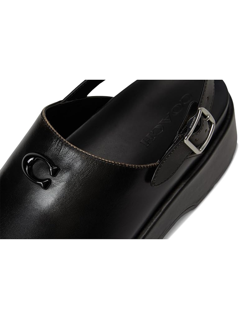Black COACH Sculpted C Platform Clog In Loved Leather