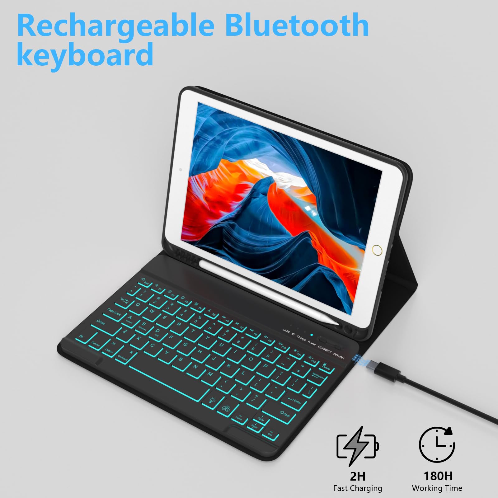 Cover Per iPad 9,8,7 Generazione 10.2 Pollici(9a/2021 8a/2020 7a/2019)/Ipad Air 3 10.5 Pollici /ipad pro 10.5 Pollici (2017)con Bluetooth Wireless italiana tastiera (QWERTY) e Mouse Keyboard Case Rosa