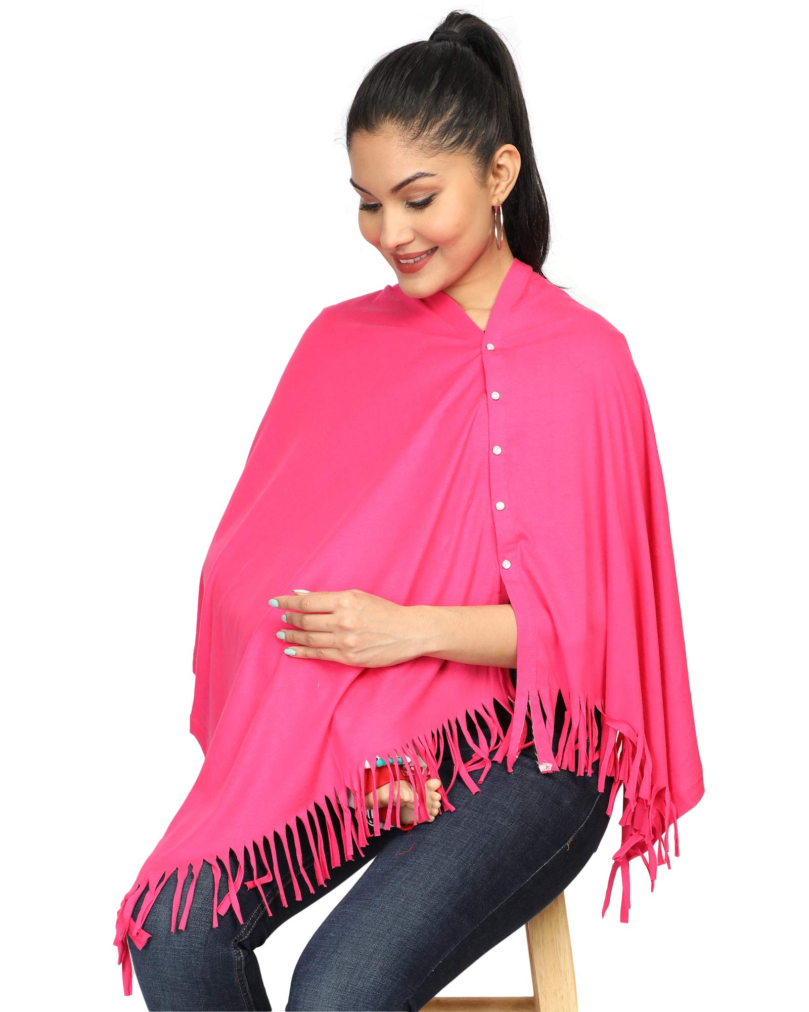 nene Breastfeeding Multi Purpose Scarf The Jersey Cotton Nursing Shawl, Breathable Breastfeeding Cover-Light Pink- Large Size 165cmX55cm (Dark Pink)