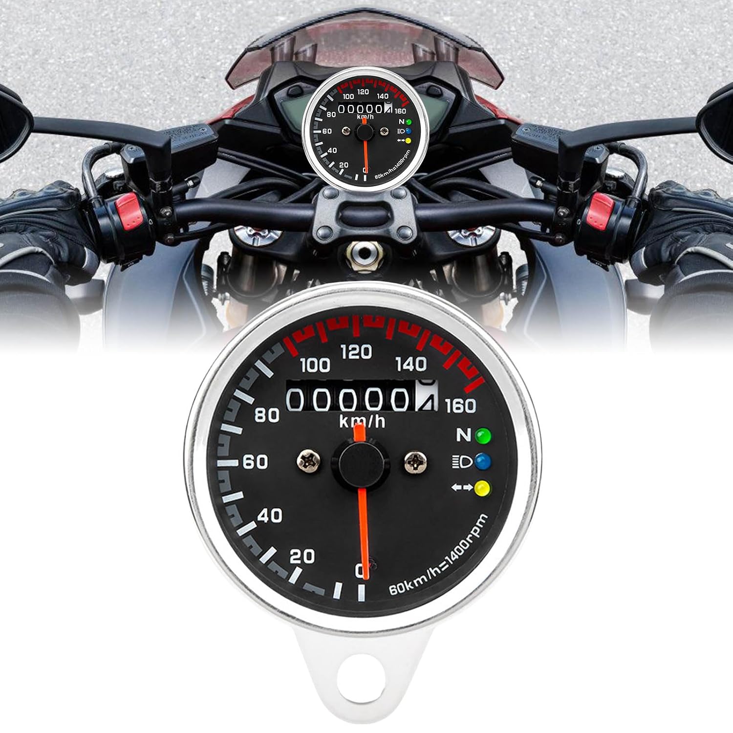 Stylish Motorcycle Gauge with Enhanced Backlit Motorcycle Display Tachometer for Bikes Double Cafe Speedometer